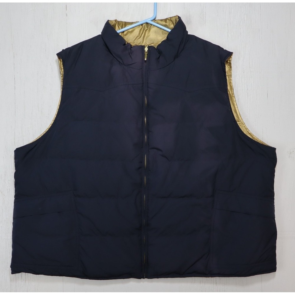 Lauren Ralph Lauren Puffer Vest Blue Gold Size 3XL Goose Down Filled Full Zip